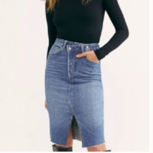 Free People Boyish Andy Midi Skirt Denim Senso 27
